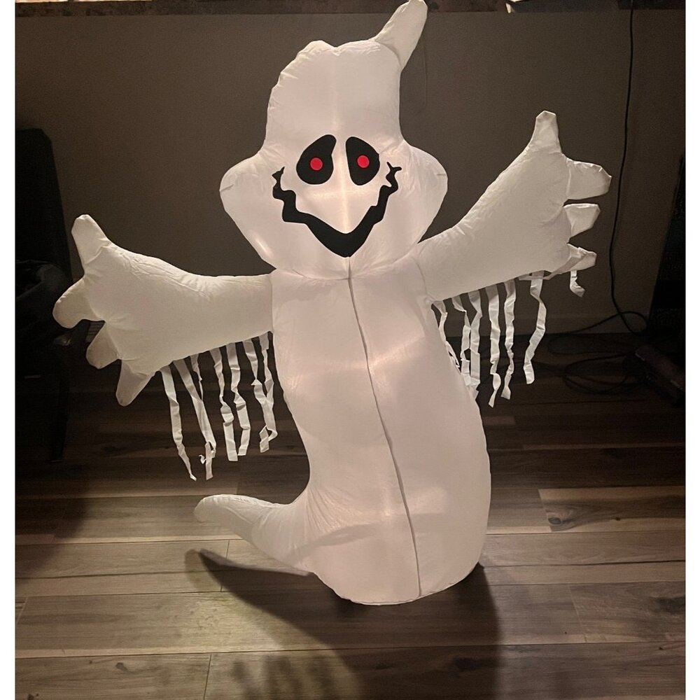 Gemmy 2007 Airblown Inflatable 4 Foot Light Up Ghost White Black Tested